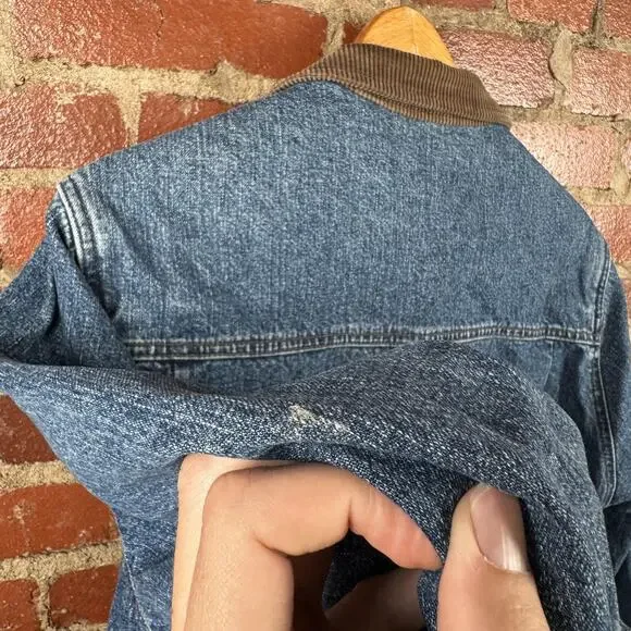 Vintage Lee Coat Womens Large Blue Denim Corduroy Collar Chore Workwear Barn - Picture 8 of 8